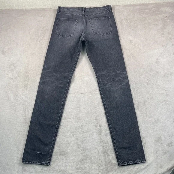 YSL SAINT LAURENT Paris Distressed Slim Fit Jeans Men 32x35 Charcoal Japanese